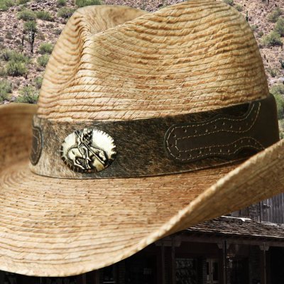 画像2: 馬毛革＆牛革 カウボーイ ストローハット（パームファイバー）/Western Straw Hat