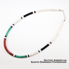 画像1: サントドミンゴ族 ヒシ ビーズ ネックレス ネイティブアメリカン ケワプエブロ 46cm/Native American Santo Domingo Kewa Pueblo Heishi Necklace (1)