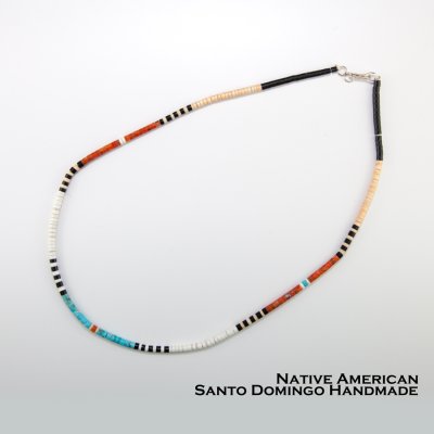 画像1: サントドミンゴ族 ケワプエブロ アメリカ インディアン ヒシ ビーズ ネックレス 44cm/Native American Santo Domingo Kewa Pueblo Heishi Necklace