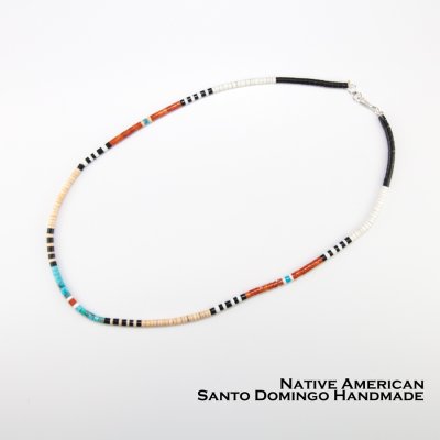 画像1: サントドミンゴ族 ケワプエブロ アメリカ インディアン ヒシ ビーズ ネックレス 44cm/Native American Santo Domingo Kewa Pueblo Heishi Necklace