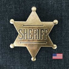 画像1: 保安官 バッジ アメリカ ウエスタン シェリフ バッジ 5.9cmxH6.7cm（アンティークゴールド）/Sheriff Badge(Gold) (1)