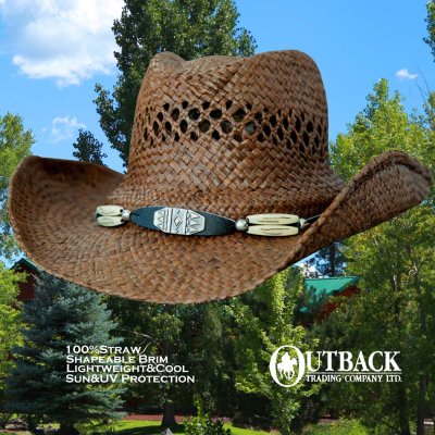 画像1: アウトバック トレーディング ストロー カウボーイ ハット（ブラウン）56cm〜58cm/Outback Trading Company Straw Cowboy Hat (Brown)