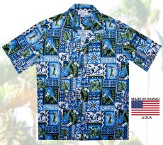 画像2: アロハシャツ ハワイアンシャツ ウクレレ・リーフ（ブルー）L/Aloha Shirt Ukulele(Blue) (2)