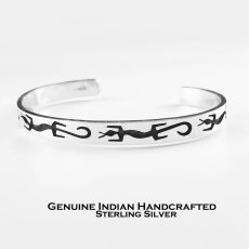 画像1: ホピ族 インディアンジュエリー ローレン クマウヌ作 ハンドメイド スターリングシルバー リザード ブレスレット/Native American Hopi Loren Qumawunu Sterling Silver Lizard Bracelet  (1)