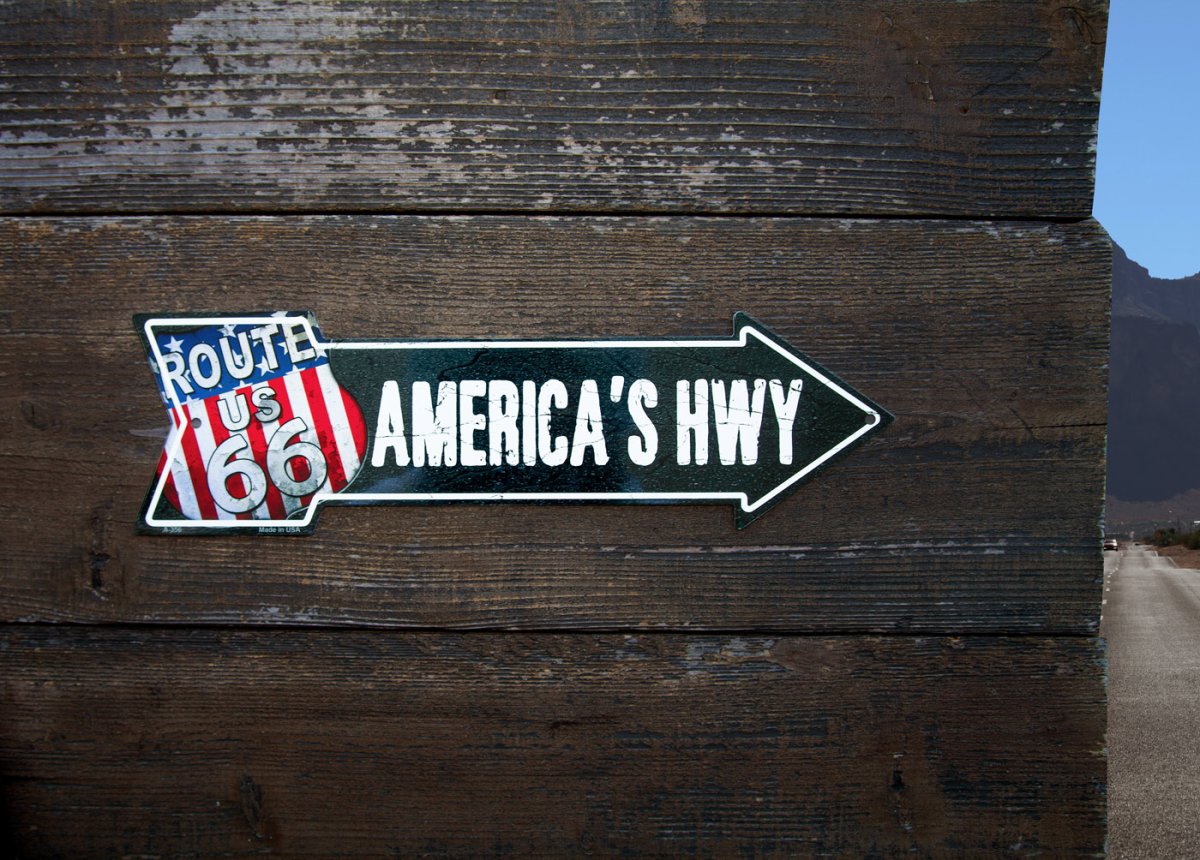 画像2: ルート66 アメリカズ ハイウェイ アロー メタルサイン ティンサイン/ROUTE US 66 AMERICA'S HWY Metal Sign (2)