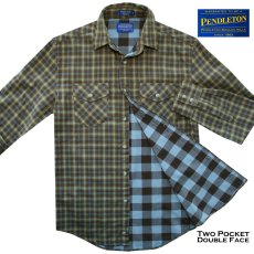画像1: ペンドルトン ダブルフェイス ビンテージフィット ストリートシャツ ブラウン・グリーン ソフトプラッド（長袖）/Pendleton Long Sleeve Double Face Street Shirt Brown/Green Soft Plaid (1)