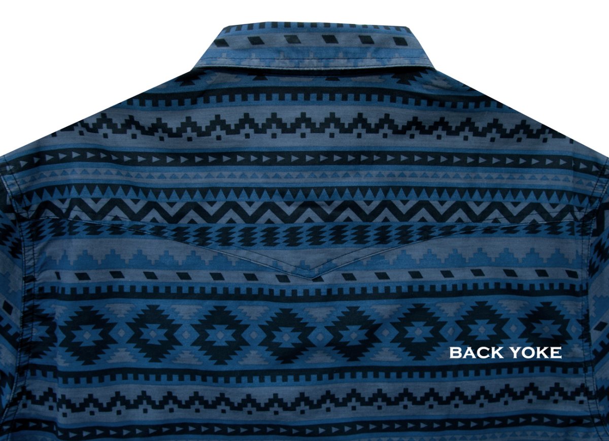 画像4: アズテック スナップフロント ウエスタンシャツ(ネイビー)/Desperado Long Sleeve Western Shirt(Navy) (4)