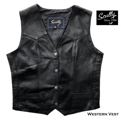 画像1: スカリー レディース ウエスタン レザー ベスト ブラック/Scully Western Leather Vest Black(Women's)