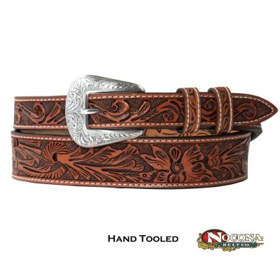 画像1: ノコナ フローラル テーパード ウエスタン レザーベルト（ブラウン）/Nocona Western Leather Belt(Brown)