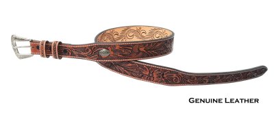 画像2: ノコナ フローラル テーパード ウエスタン レザーベルト（ブラウン）/Nocona Western Leather Belt(Brown)