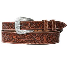 画像2: ノコナ フローラル テーパード ウエスタン レザーベルト（ブラウン）/Nocona Western Leather Belt(Brown) (2)