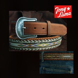 トニーラマ スクエアバックル ベルト（ブラウン）/Tony Lama