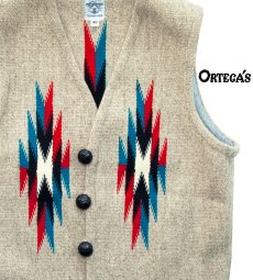 画像2: オルテガ ベスト 40・アメリカ チマヨ 100%ウール手織り/CHIMAYO ORTEGA'S HAND WOVEN 100% ALL WOOL VEST (2)