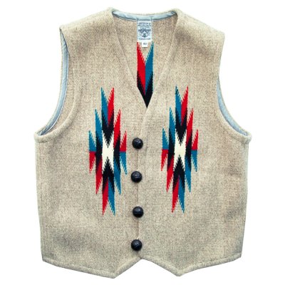 画像1: オルテガ ベスト 40・アメリカ チマヨ 100%ウール手織り/CHIMAYO ORTEGA'S HAND WOVEN 100% ALL WOOL VEST