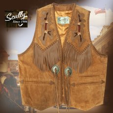 画像1: スカリー ウエスタン レザー フリンジ ベスト（バーボン）/Scully Western Leather Fringe Vest (1)