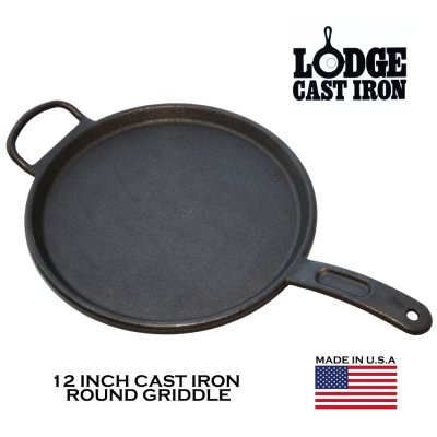 画像1: ロッジ 12インチ キャスト アイアン グリドル 多用途 鋳鉄 フライパン 補助ハンドル付き /Lodge 12Inch Cast Iron Griddle Cookware Black