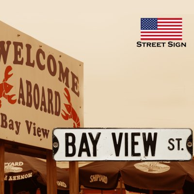 画像1: アメリカン ストリート サイン ベイビュー ストリート/Street Sign BAY VIEW ST.