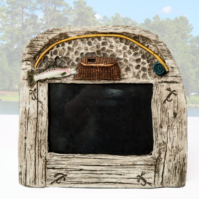 画像1: フライフィッシング レインボー トラウト バーンウッド フォトフレーム 写真立て/Fly Fishing Rainbow Trout Burnwood Photo Frame  