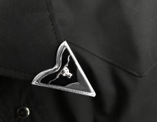 画像2: ウエスタン カラーチップ テキサス ロングホーン シルバー・ブラック/Collar Tips w/Longhorn Silver (2)