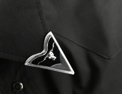 画像2: ウエスタン カラーチップ テキサス ロングホーン シルバー・ブラック/Collar Tips w/Longhorn Silver
