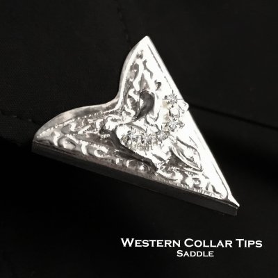 画像1: ウエスタン カラーチップ クリスタル サドル 鞍 シルバー/Collar Tips w/Saddle Silver