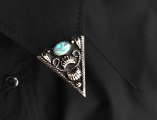 画像2: ウエスタン カラーチップ ブラック・ターコイズ・シルバー /Collar Tips w/Turq Stone (2)