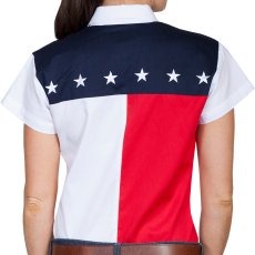 画像3: スカリー ★ 刺繍スター USA 星条旗 アメリカ国旗 キャップスリーブ スナップ フロント シャツ/Scully Patriot Red/White/Blue Snap Front Cap Sleeve Blouse(Women's) (3)