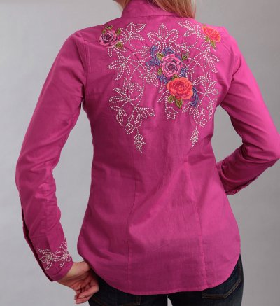 画像2: ステットソン フローラル 刺繍 ウエスタン シャツ（長袖/ピンク）/Stetson Long Sleeve Western Shirt(Women's)