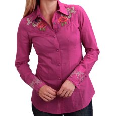 画像1: ステットソン フローラル 刺繍 ウエスタン シャツ（長袖/ピンク）/Stetson Long Sleeve Western Shirt(Women's) (1)