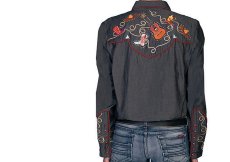 画像2: スカリー 刺繍 ラインスト－ン ウエスタン シャツ（長袖/ブラックチャコール）/Scully Long Sleeve Western Shirt(Women's) (2)