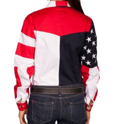 画像3: スカリー ★ 刺繍スター USA 星条旗 アメリカ国旗 シャツ（長袖）/Scully Patriot Red/White/Blue Longsleeve Shirt(Women's) (3)