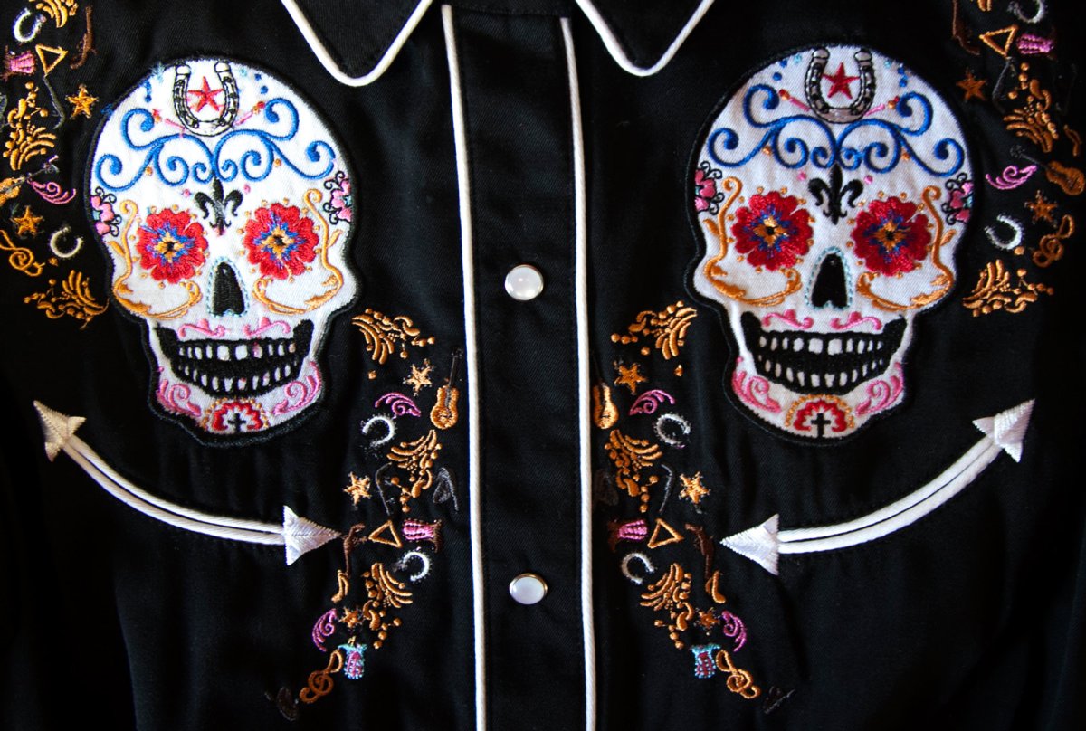 画像2: スカリー 刺繍 ウエスタン シャツ（長袖/シュガー スカル）XS/Scully Long Sleeve Western Shirt(Women's) (2)