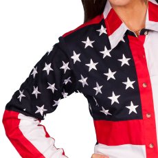 画像2: スカリー ★ 刺繍スター USA 星条旗 アメリカ国旗 シャツ（長袖）/Scully Patriot Red/White/Blue Longsleeve Shirt(Women's) (2)