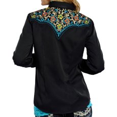 画像3: パンハンドルスリム 刺繍 ウエスタンシャツ フローラル ブラック・ターコイズ（長袖/レディース）S/Panhandle Slim Long Sleeve Western Shirt(Women's) (3)