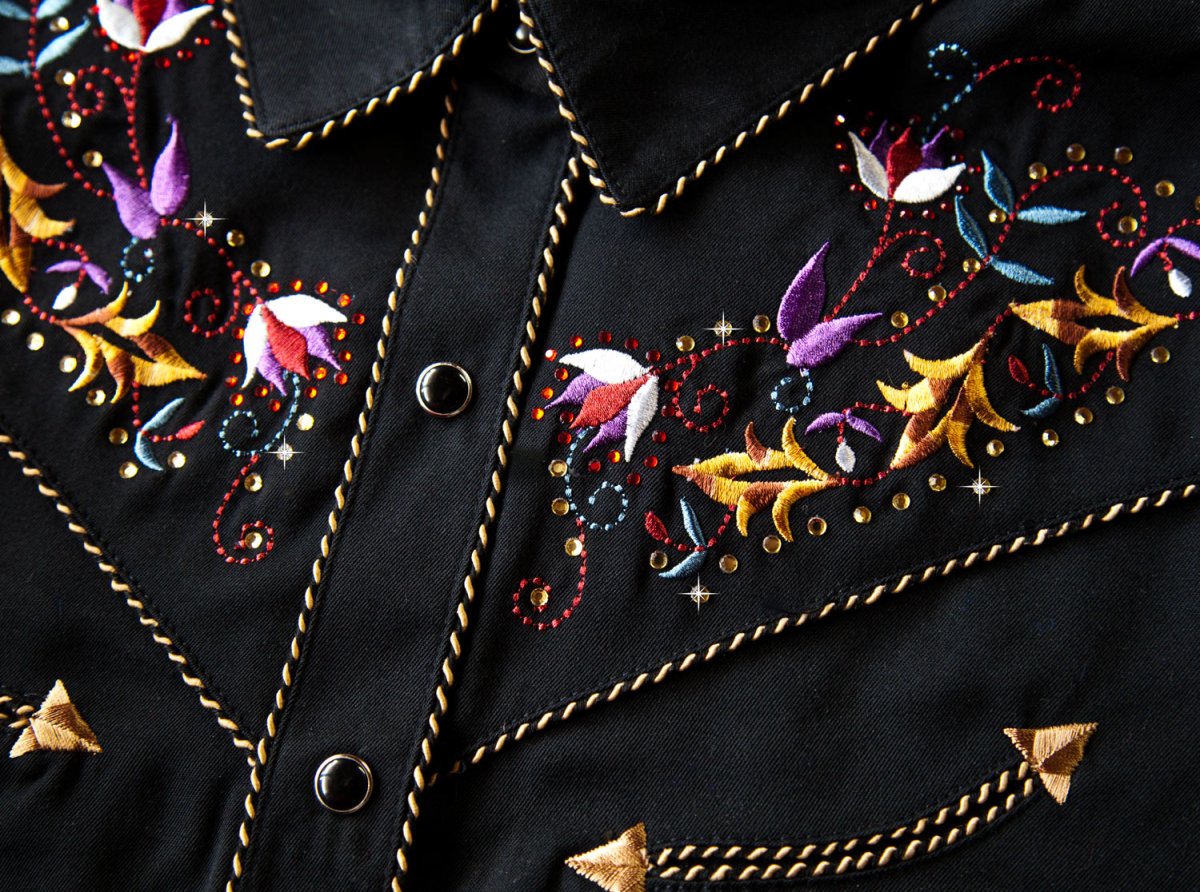 画像3: スカリー 刺繍 フローラル カウガールシャツ（長袖/ブラック）XS/Scully Long Sleeve Western Shirt(Women's) (3)