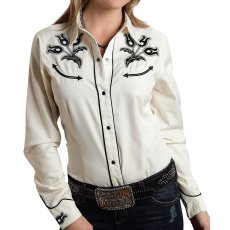 画像1: ローパー 刺繍 ウエスタンシャツ ホワイト（長袖/レディース）/Roper Long Sleeve Western Shirt(Women's) (1)