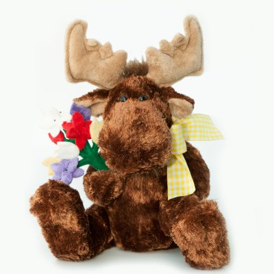 画像1: アメリカン ムース ぬいぐるみ ブラウン フラワー 花束/Moose Doll Stuffed Animal Brown
