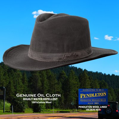 画像1: ペンドルトン ウールラインド オイルクロス アウトバック ハット（ブラウン）M（56cm〜58cm前半）/Pendleton Wax Cotton Outback Hat Brown