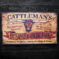画像1: ウエスタン ウッドサイン ロングホーン/Wood Sign (1)