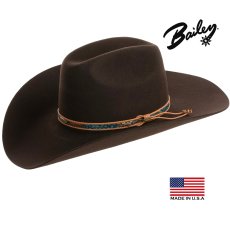 画像1: ベイリー レザー＆フェザーバンド カウボーイ ハット（チョコレート）58cm〜59cm/Bailey Hat 2X Wool Cheyenne Crown (1)