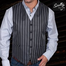 画像1: スカリー オールドウエスト ダブル ピンストライプ ベスト（ブラック・ホワイト）/Scully Old West Pinstripe Vest (Black/White) (1)