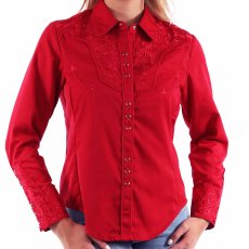画像1: スカリー 刺繍 ウエスタン シャツ（長袖/スカーレット）S/Scully Long Sleeve Western Shirt(Women's) (1)
