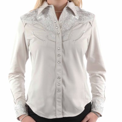 画像1: スカリー 刺繍 ウエスタン シャツ（長袖/ライトグレー・シルバー）S/Scully Long Sleeve Western Shirt(Women's)