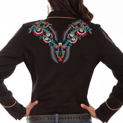 画像3: スカリー 刺繍 ウエスタン シャツ（長袖/ブラック・フェザー&フラワー）XS/Scully Long Sleeve Western Shirt(Women's)