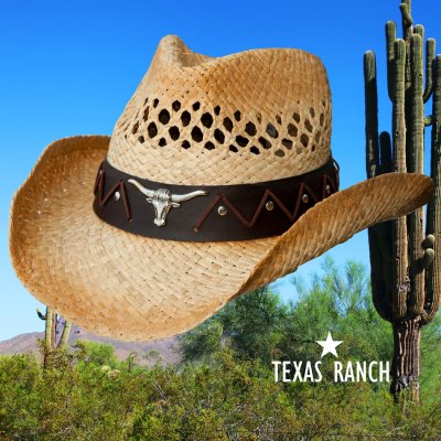 画像1: ロングホーン テキサスランチ ウエスタン カウボーイ ストロー ハット（ナチュラル）/Bullhide Cowboy Straw Hat Texas Ranch(Natural)