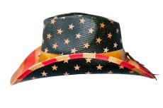 画像3: 星条旗・アメリカンフラッグ ウエスタン ストロー カウボーイ ハット（アメリカ国旗デザイン）/Bullhide Distressed American Flag Straw Cowboy Hat Old Glory (3)