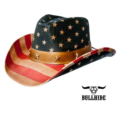 画像1: 星条旗・アメリカンフラッグ ウエスタン ストロー カウボーイ ハット（アメリカ国旗デザイン）/Bullhide Distressed American Flag Straw Cowboy Hat Old Glory