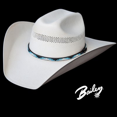 画像1: ベイリー 15X ウエスタン ストロー ハット（ビーズハットバンド・アイボリー）大きいサイズ/Bailey Straw Cowboy Hat(Ivory)