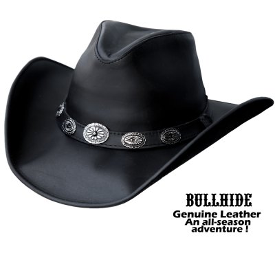 画像1: ブルハイド レザー カウボーイ ハット（ブラック）/Bullhide Genuine Leather Cowboy Hat Right Now(Black)