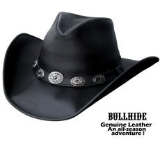 画像1: ブルハイド レザー カウボーイ ハット（ブラック）/Bullhide Genuine Leather Cowboy Hat Right Now(Black) (1)